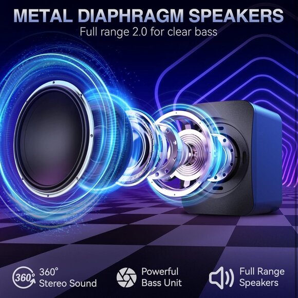 Computer Speakers, RGB PC Speakers, USB Powered 3.5mm Aux Speaker for Desktop, P - Picture 2 of 7